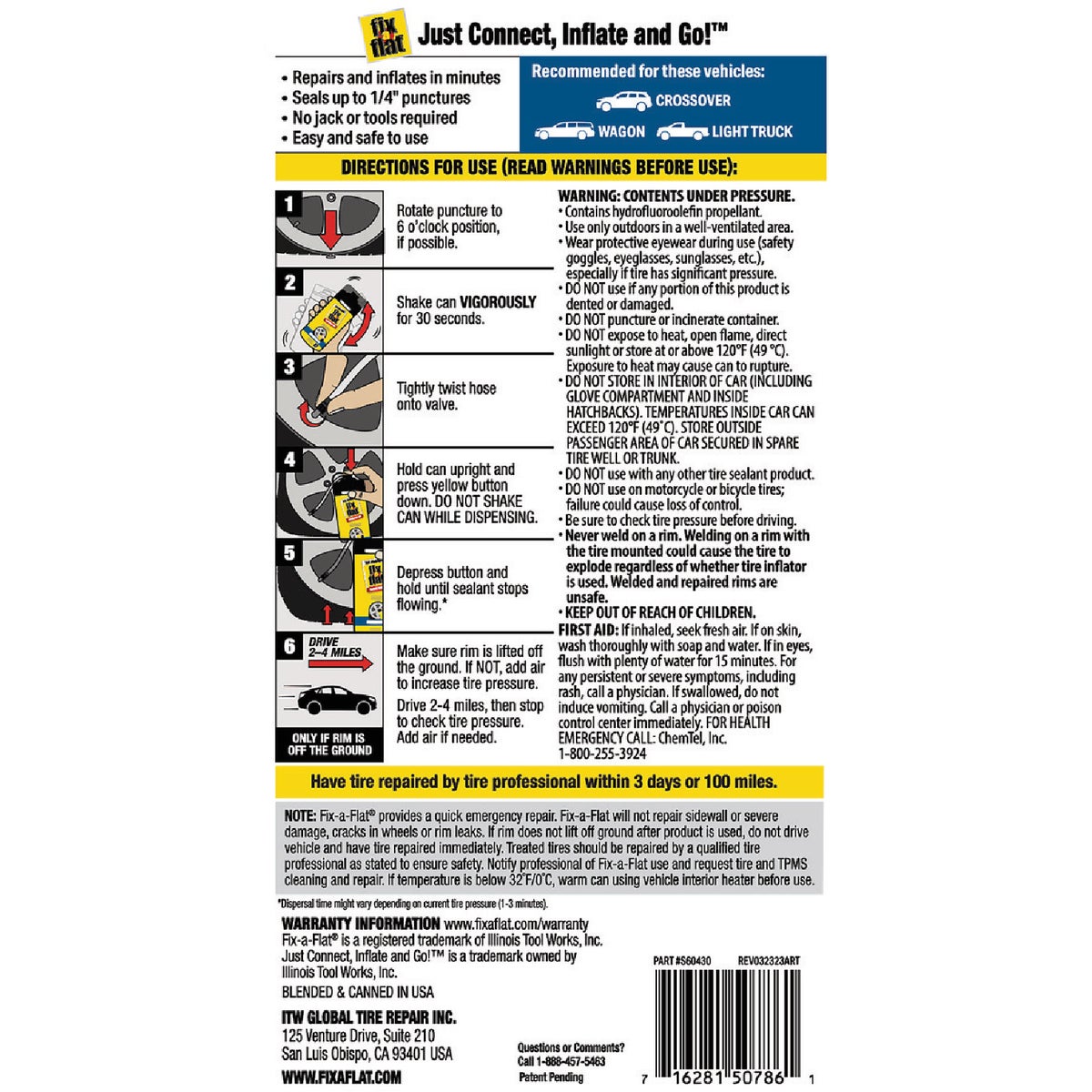 Fix-A-Flat 20 Oz. Cone Top Tire Eco Friendly Inflator/Sealer Image 3