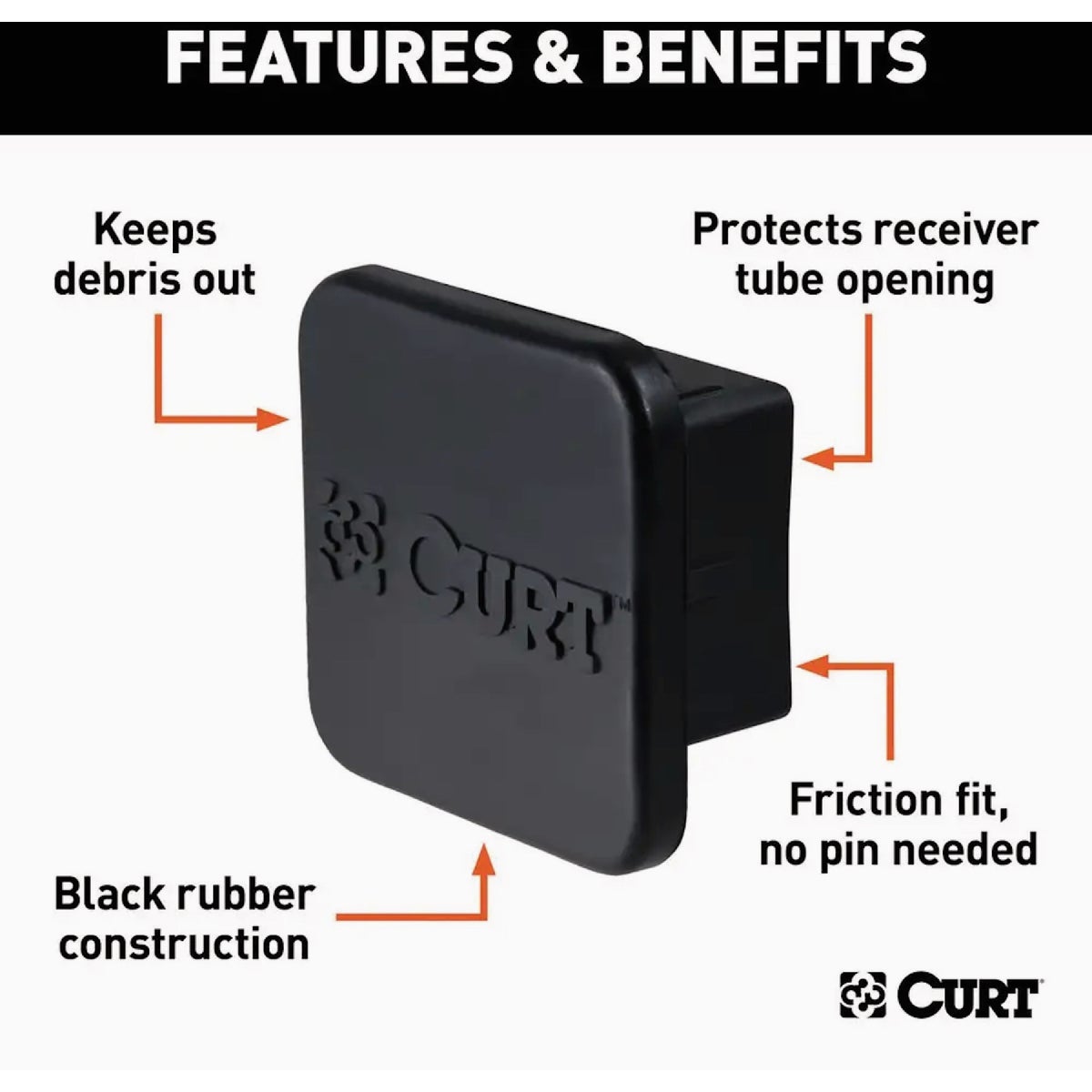 CURT 2 In. Rubber Hitch Tube Cover Image 3