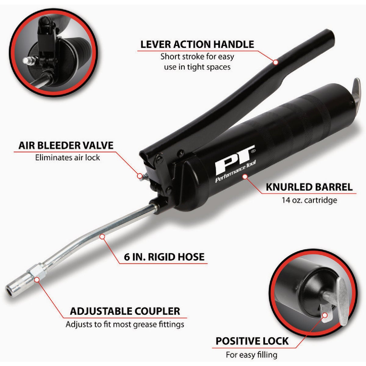 Performance Tool Lever Action Grease Gun Image 2