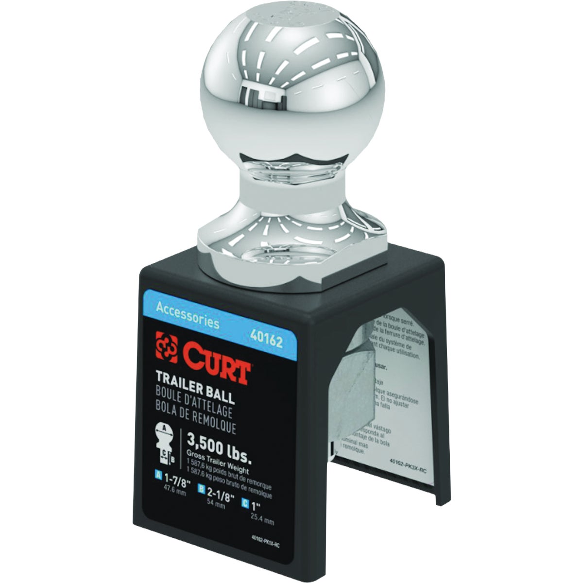 CURT 1-7/8 In. Dia. 1 x 2-1/8 In. Shank Chrome Trailer Hitch Ball, 3,500 Lb. Image 5