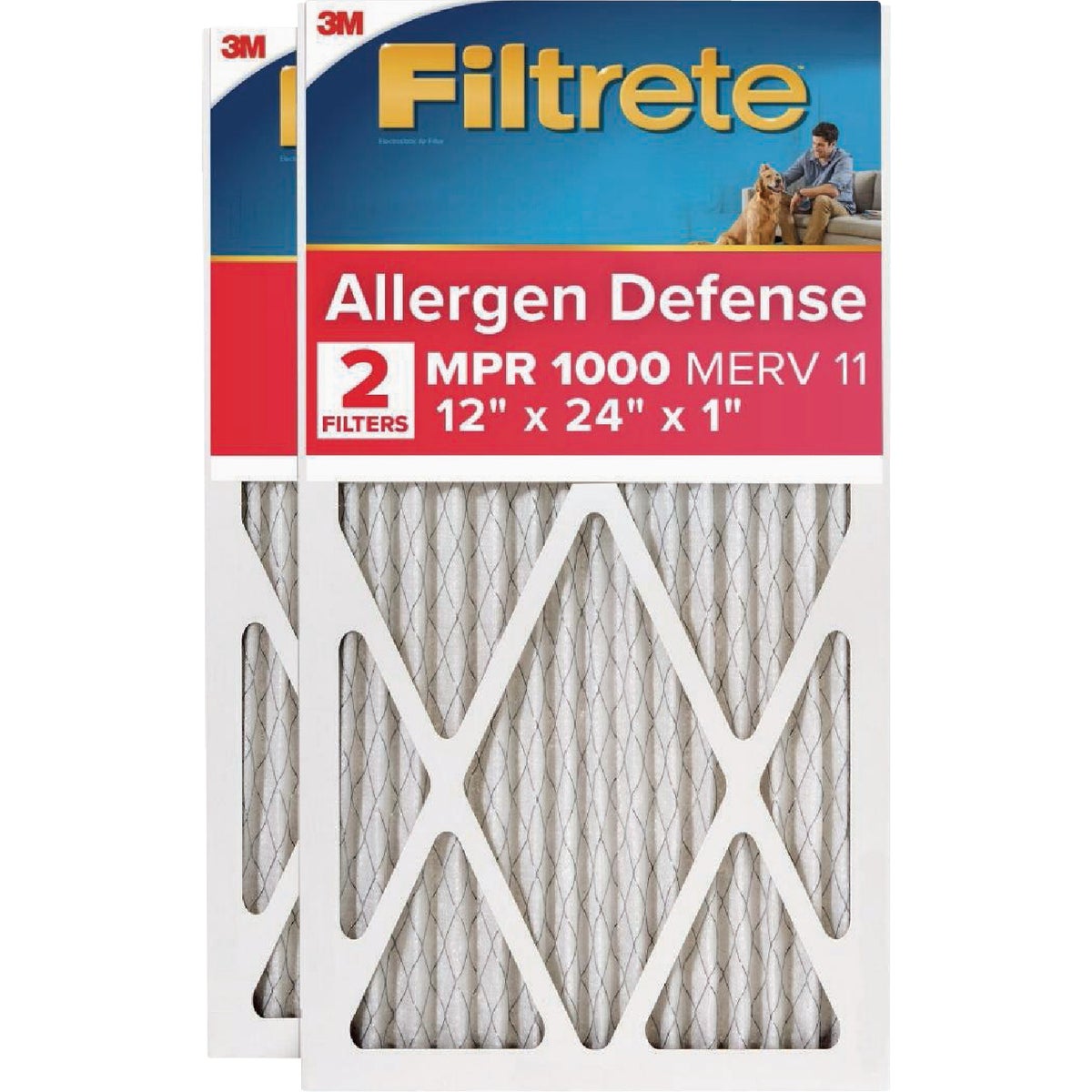 3M Filtrete Allergen Defense 12 In. x 24 In. x 1 In. Electrostatic Air Conditioner Filter