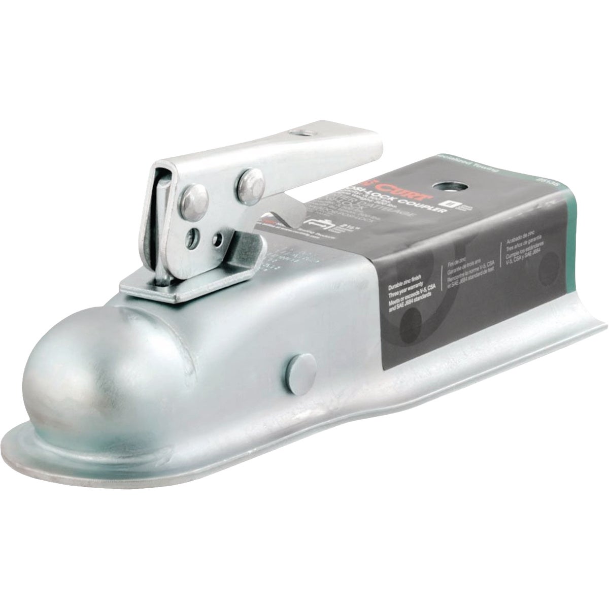 Curt 2 In. Straight-Tongue Coupler with Posi-Lock, 2-1/2 In. Channel, 3,500 Lb. Strength