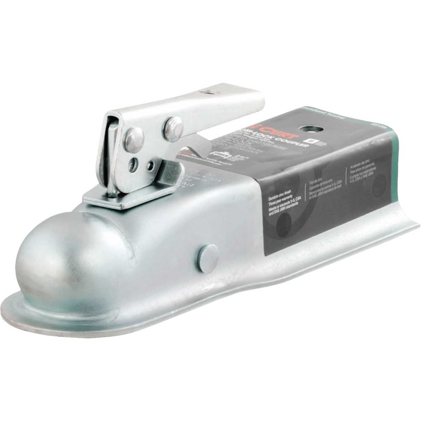 Curt 2 In. Straight-Tongue Coupler with Posi-Lock, 2-1/2 In. Channel, 3,500 Lb. Strength Image 1