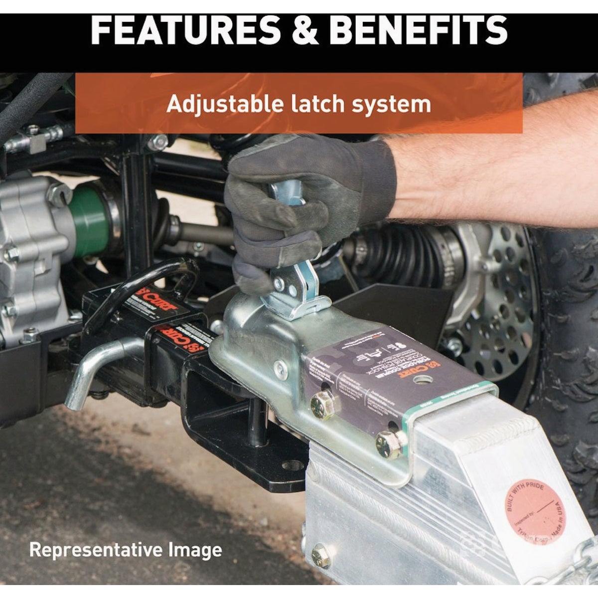Curt 2 In. Straight-Tongue Coupler with Posi-Lock, 2-1/2 In. Channel, 3,500 Lb. Strength Image 4