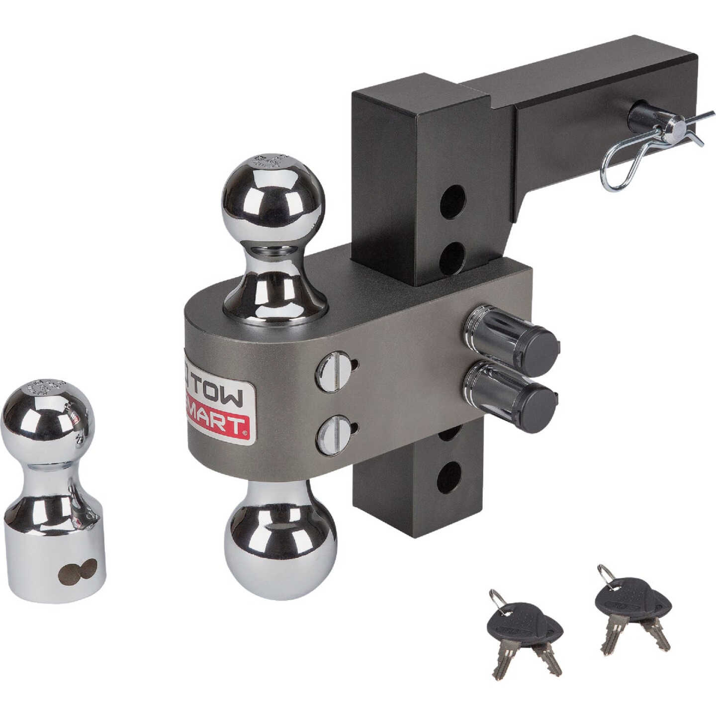 TowSmart 6 In. Drop Adjustable Tri-Ball Mount with Interchangeable Hitchballs, 12,000 Lb. Capacity Image 1