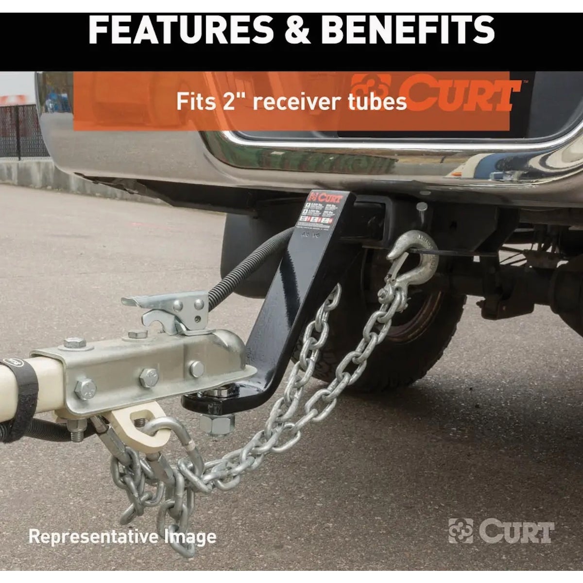 CURT  6 In. Drop 2 In. Shank Loaded Ball Mount with 2 In. Ball, 7500 Lb. Capacity Image 3