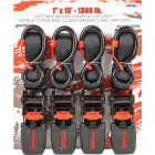 Erickson 1 In. x 15 Ft. 1300 Lb. Soft Grip Ratchet Tie-Down with Cap Locks (4-Pack) Image 2