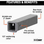 CURT 2 In. x 12 In. Weld-On Raw Steel Trailer Hitch Receiver Tube Image 3