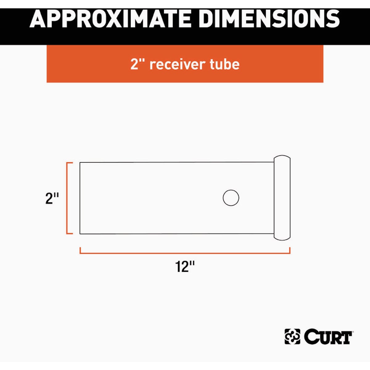 CURT 2 In. x 12 In. Weld-On Raw Steel Trailer Hitch Receiver Tube Image 2
