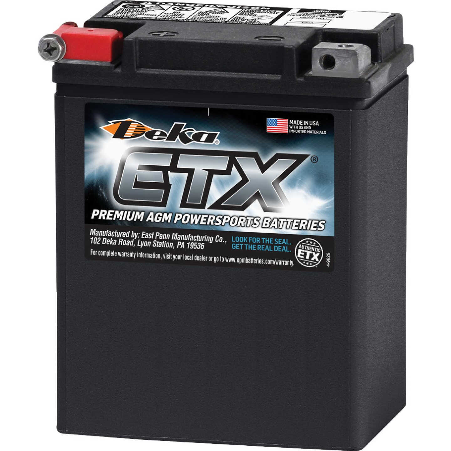 Deka 12V 220 CCA ETX15 AGM Powersport Battery Image 1