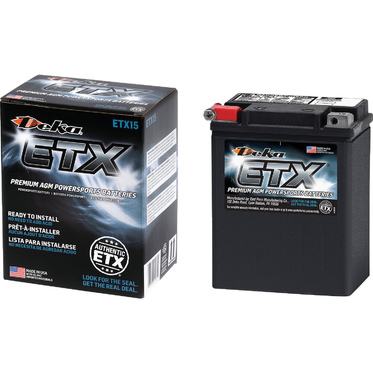 Deka 12V 220 CCA ETX15 AGM Powersport Battery Image 4