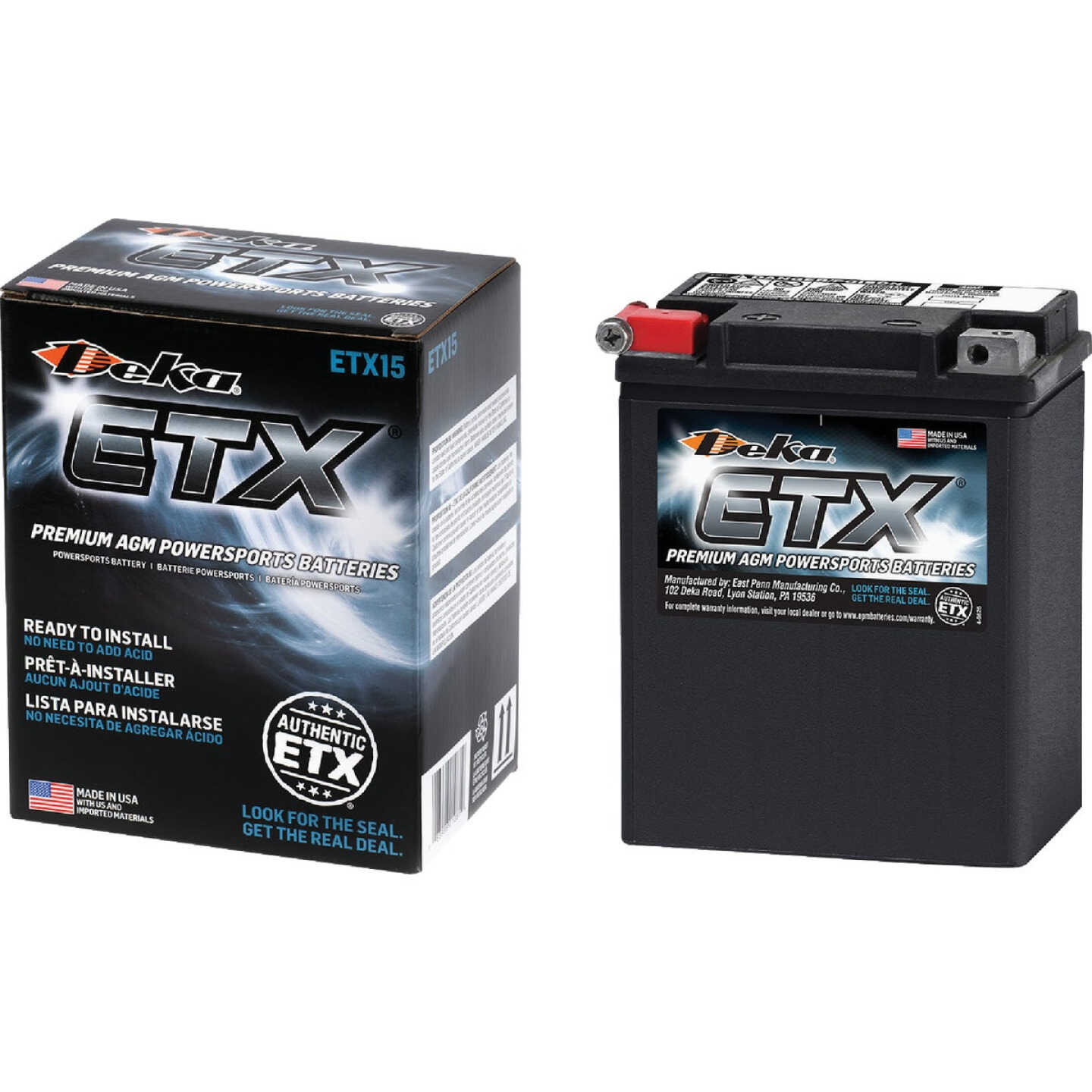 Deka 12V 220 CCA ETX15 AGM Powersport Battery Image 4