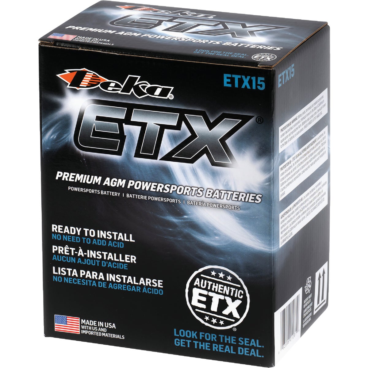 Deka 12V 220 CCA ETX15 AGM Powersport Battery Image 5