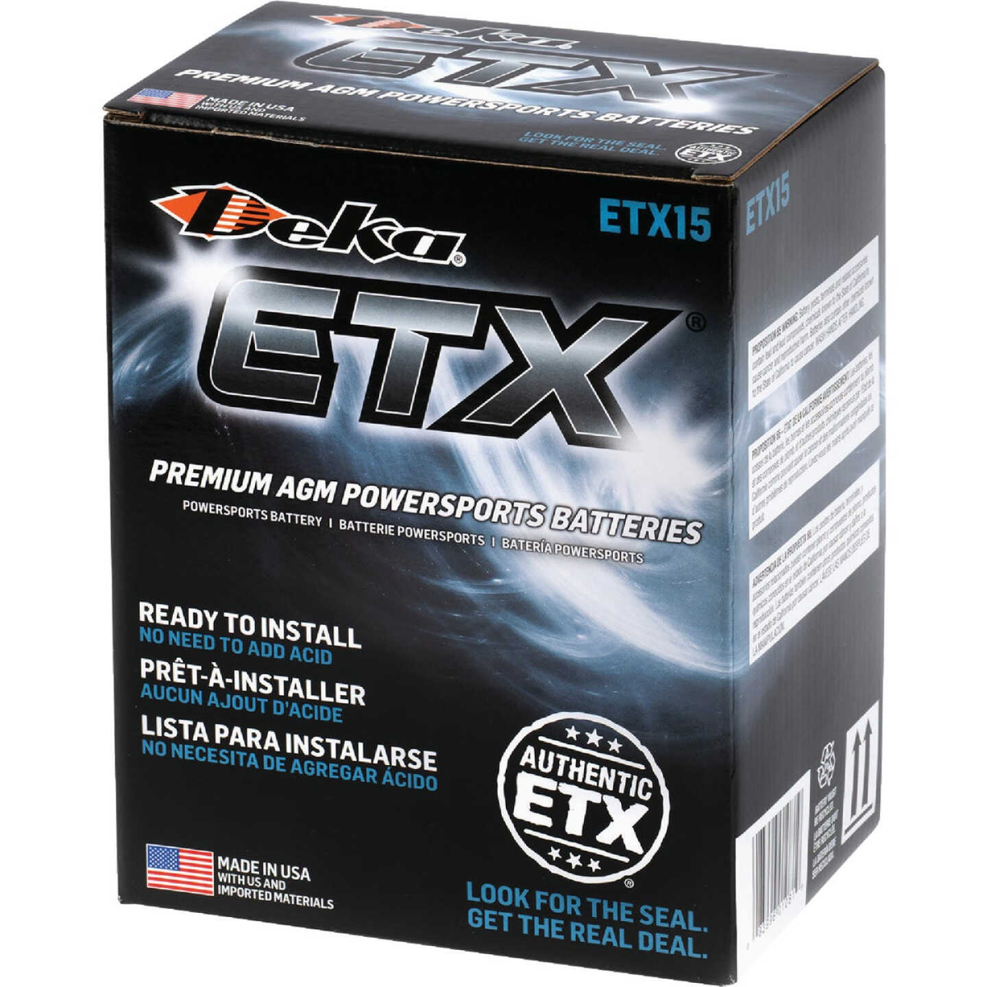 Deka 12V 220 CCA ETX15 AGM Powersport Battery Image 5