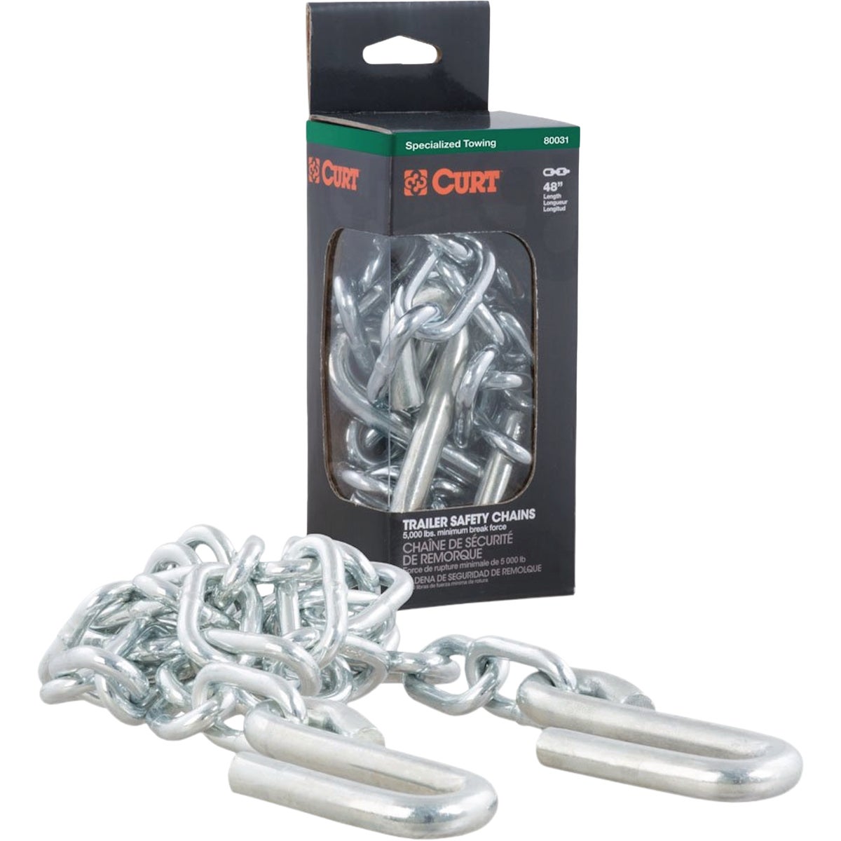 Curt 48 In. 5000 Lb. Capacity Trailer Safety Chain with 7/16 In. S-Hooks Image 6
