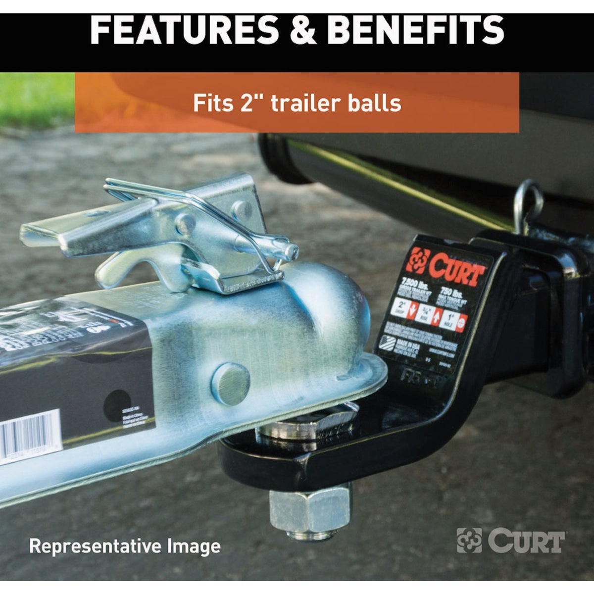 Curt 2 In. Zinc Posi-Lock Straight-Tongue Trailer Coupler, 3 In. Channel, 3,500 Lb. Strength Image 5