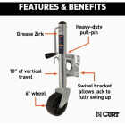 CURT 10 In. 1000 Lb. Marine Trailer Jack with 6 In. Wheel Image 3