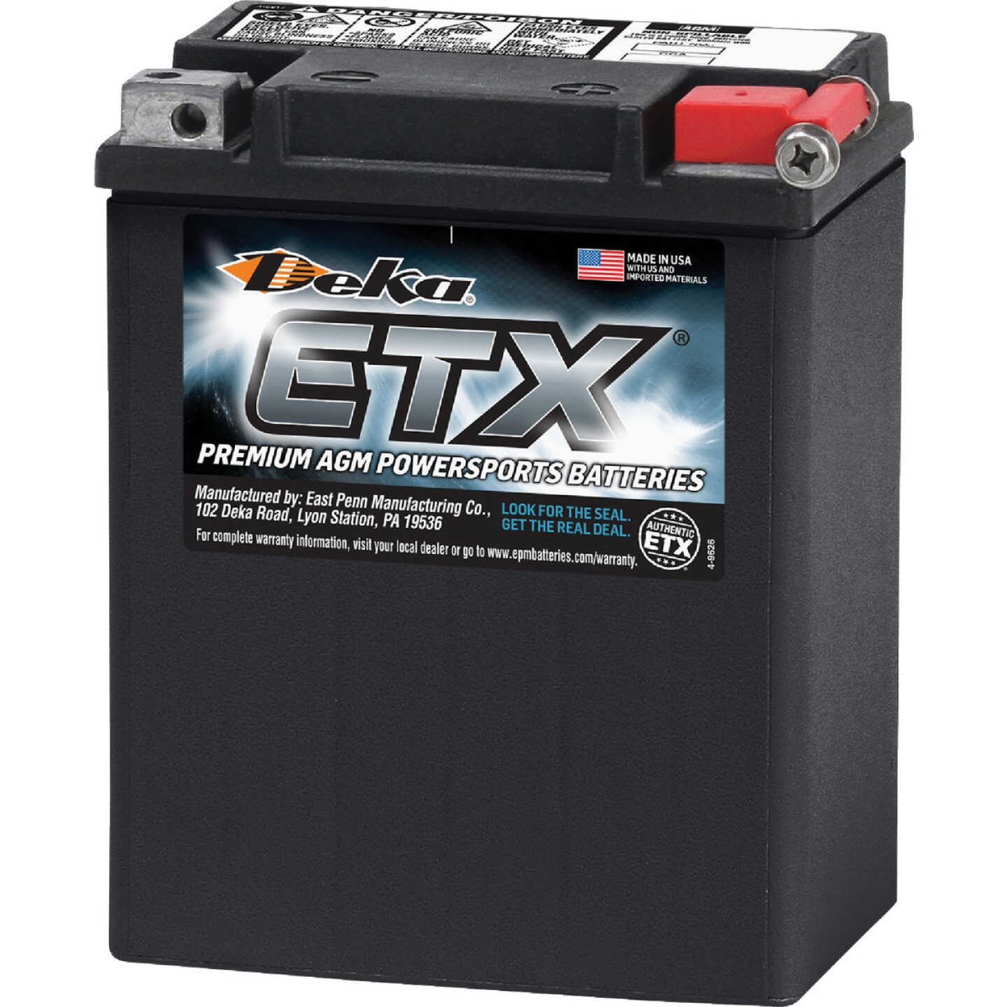 Deka 12V 220 CCA ETX15L AGM Powersport Battery Image 1