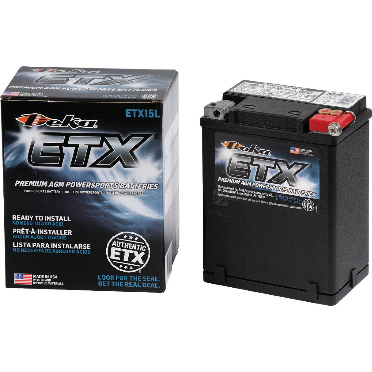Deka 12V 220 CCA ETX15L AGM Powersport Battery Image 4