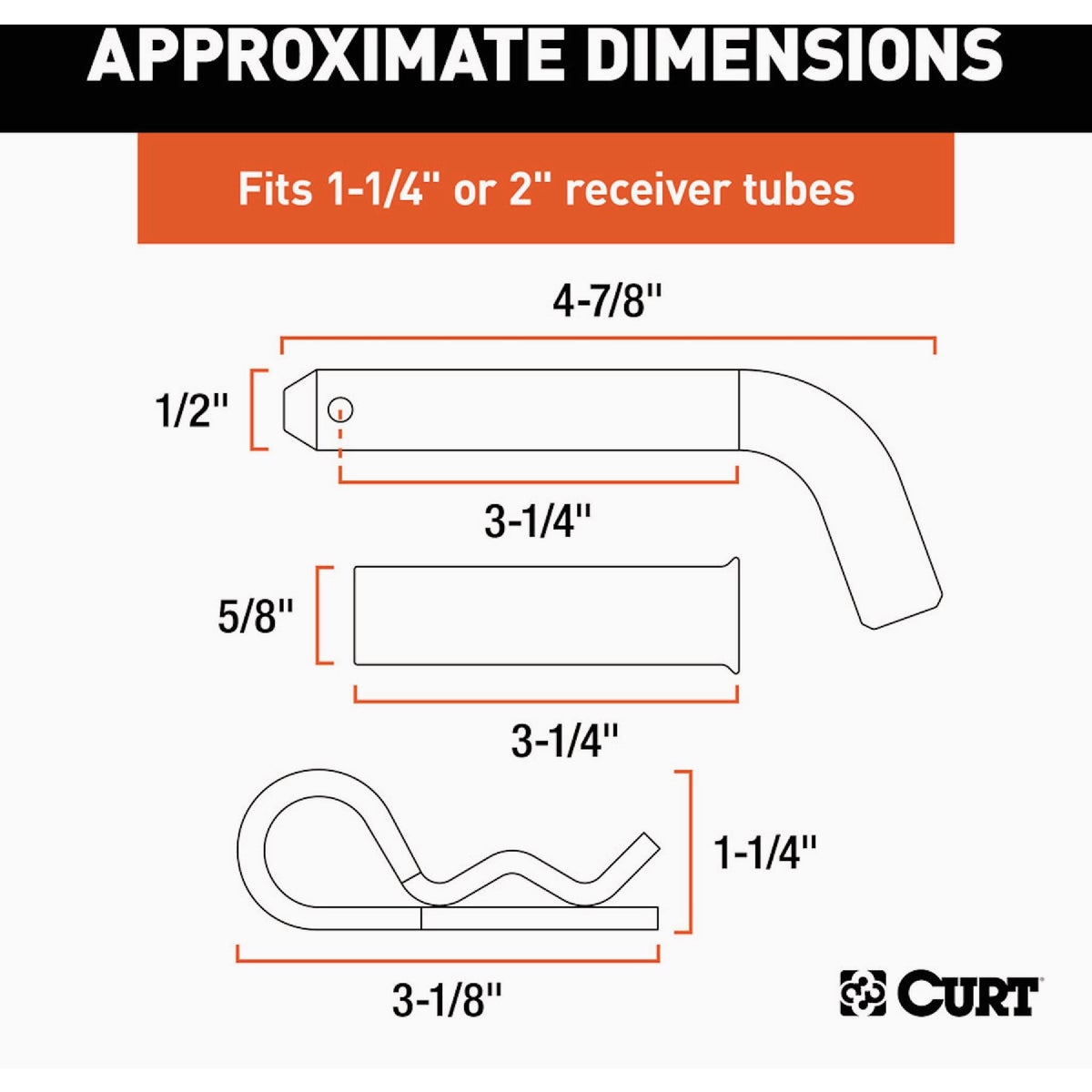 CURT 1/2 In. Hitch Pin with 5/8 In. Adapter Image 2