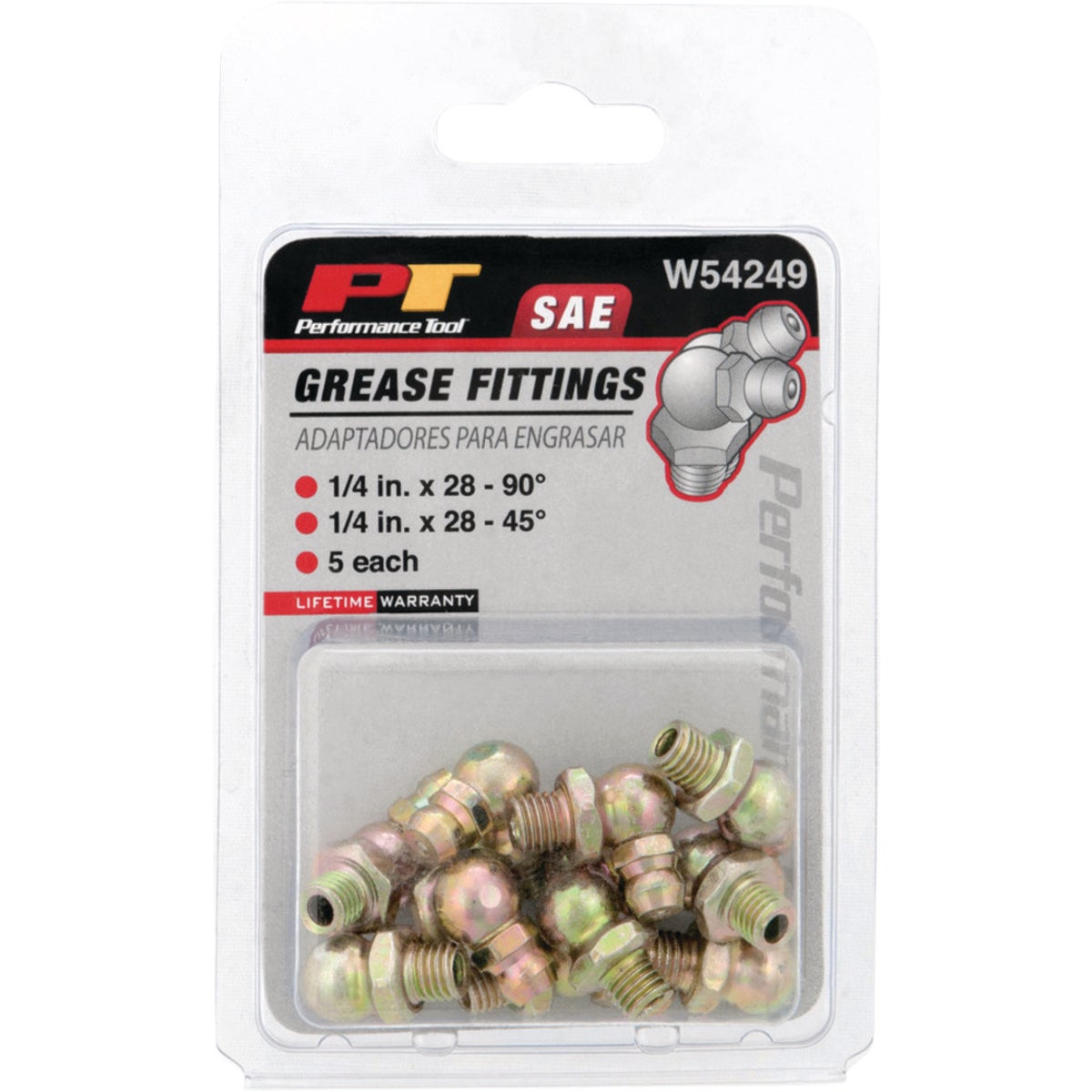 Performance Tool 10-Pack 1/4-28 45- and 90-Degree Grease Fittings Image 2
