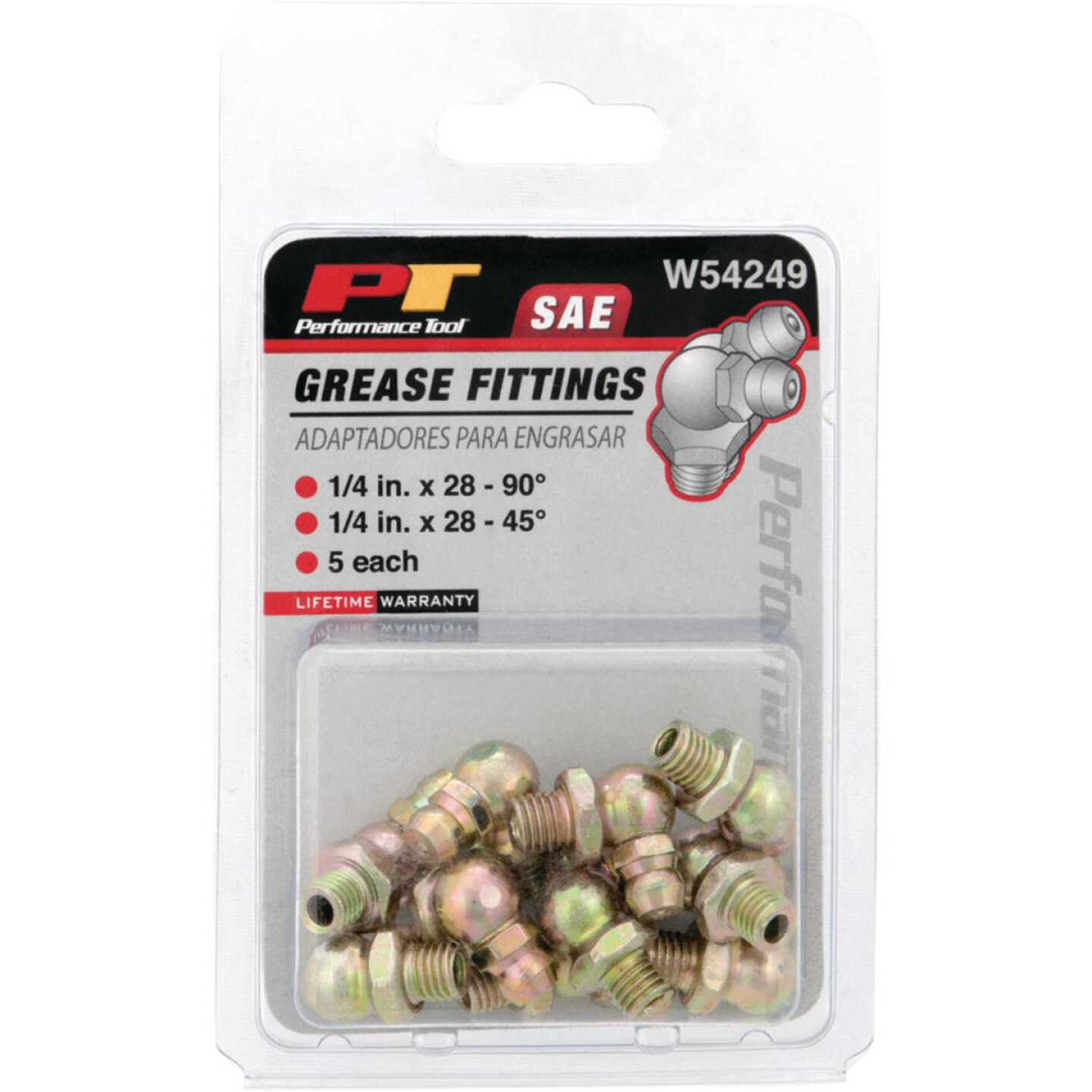 Performance Tool 10-Pack 1/4-28 45- and 90-Degree Grease Fittings Image 2