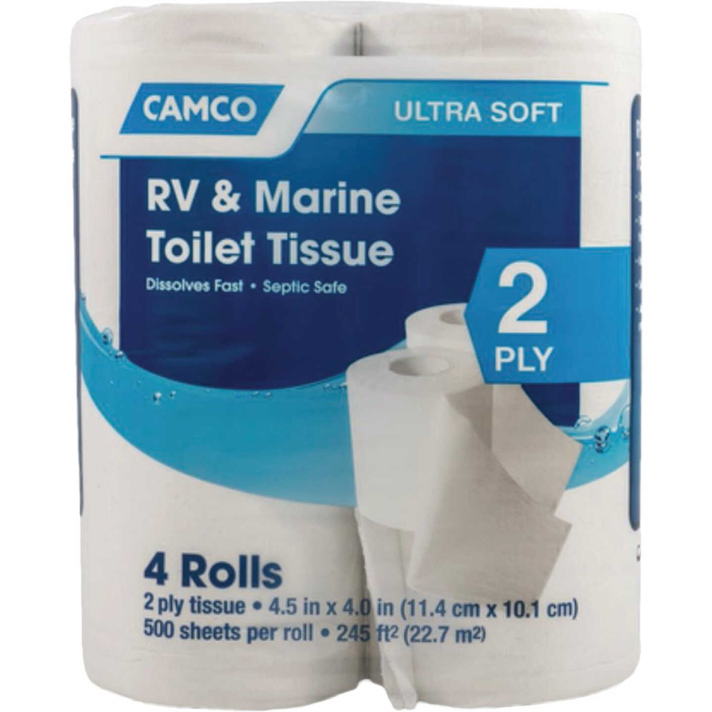 Camco RV & Marine 2-Ply Toilet Paper (4 Rolls, 500 Sheets) Image 1