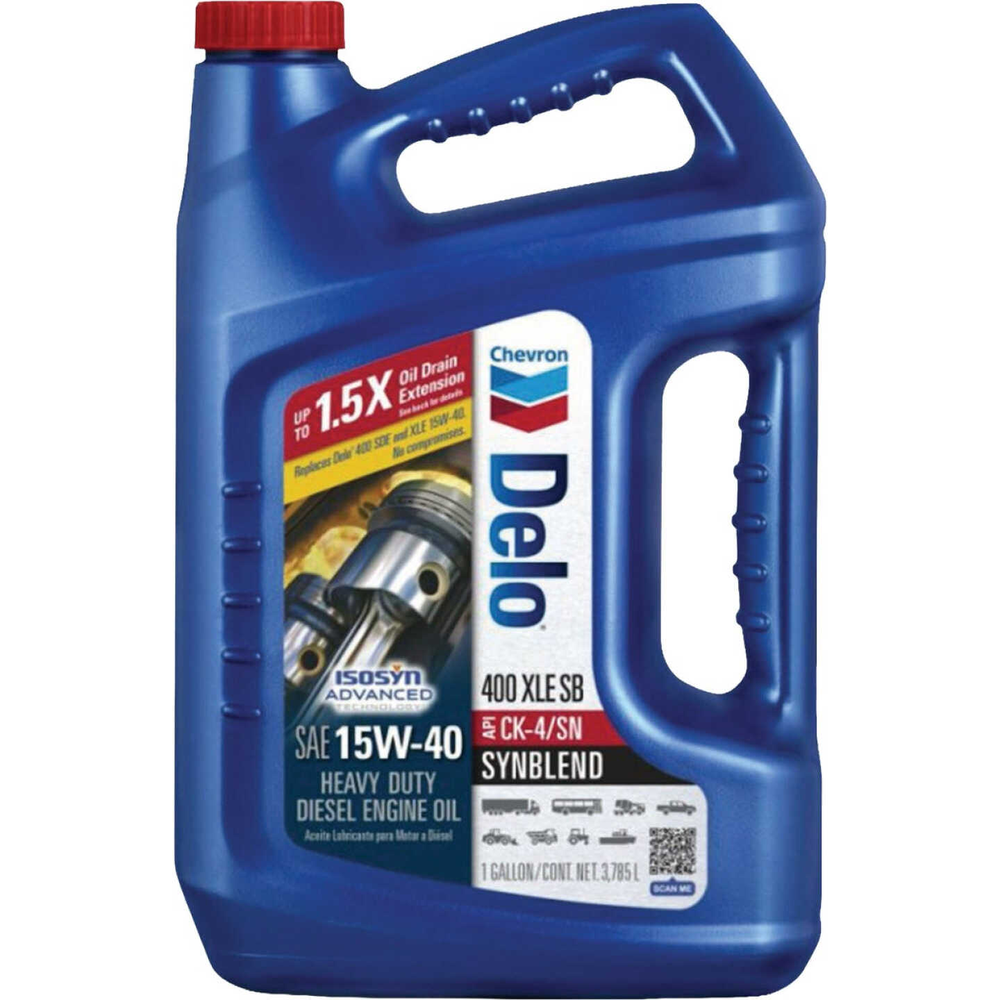 Chevron Delo 400 SAE 15W-40 XLE Synthetic Blend Diesel Oil, 1 Gal. Image 1