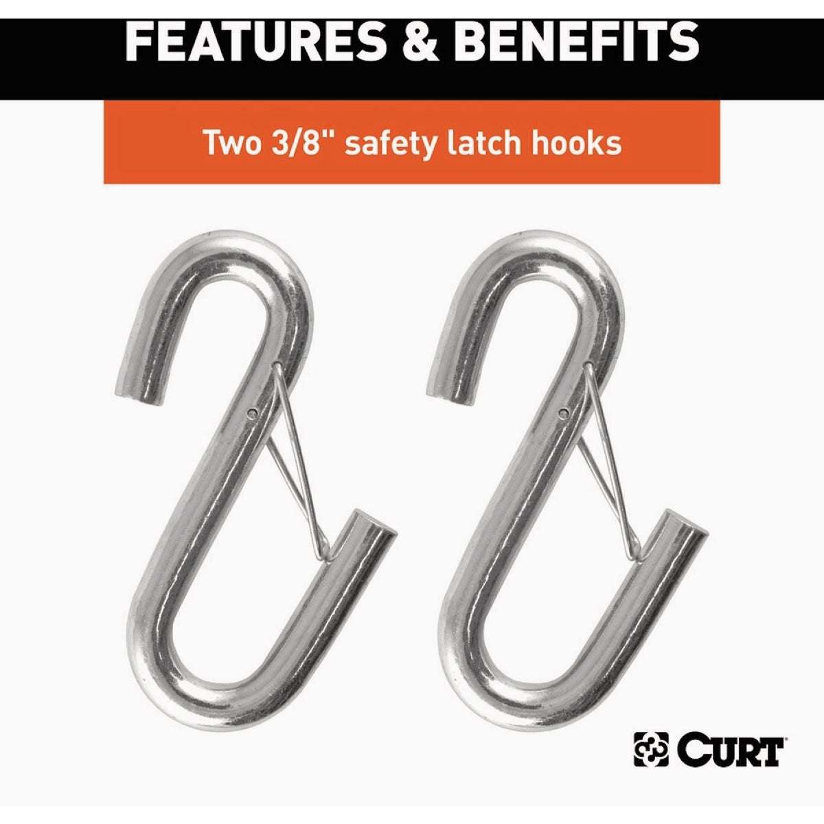 CURT 43-7/8 In. x 3500 Lb. Safety Cables with Two Snap Hooks (2-Pack) Image 3