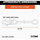 CURT 43-7/8 In. x 3500 Lb. Safety Cables with Two Snap Hooks (2-Pack) Image 2