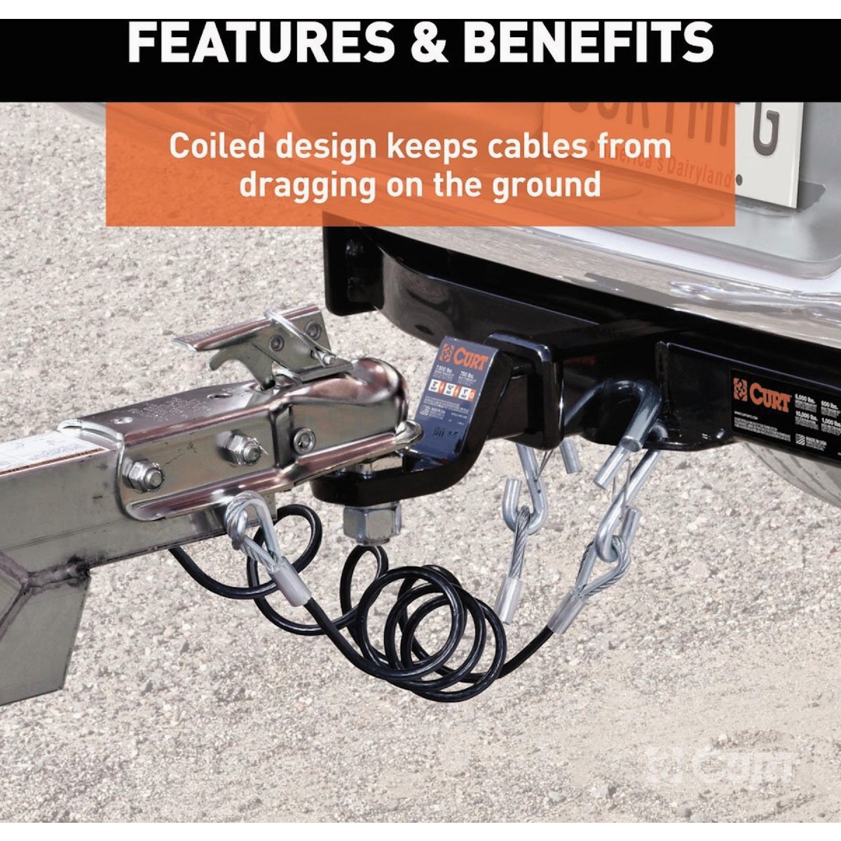 CURT 43-7/8 In. x 3500 Lb. Safety Cables with Two Snap Hooks (2-Pack) Image 5