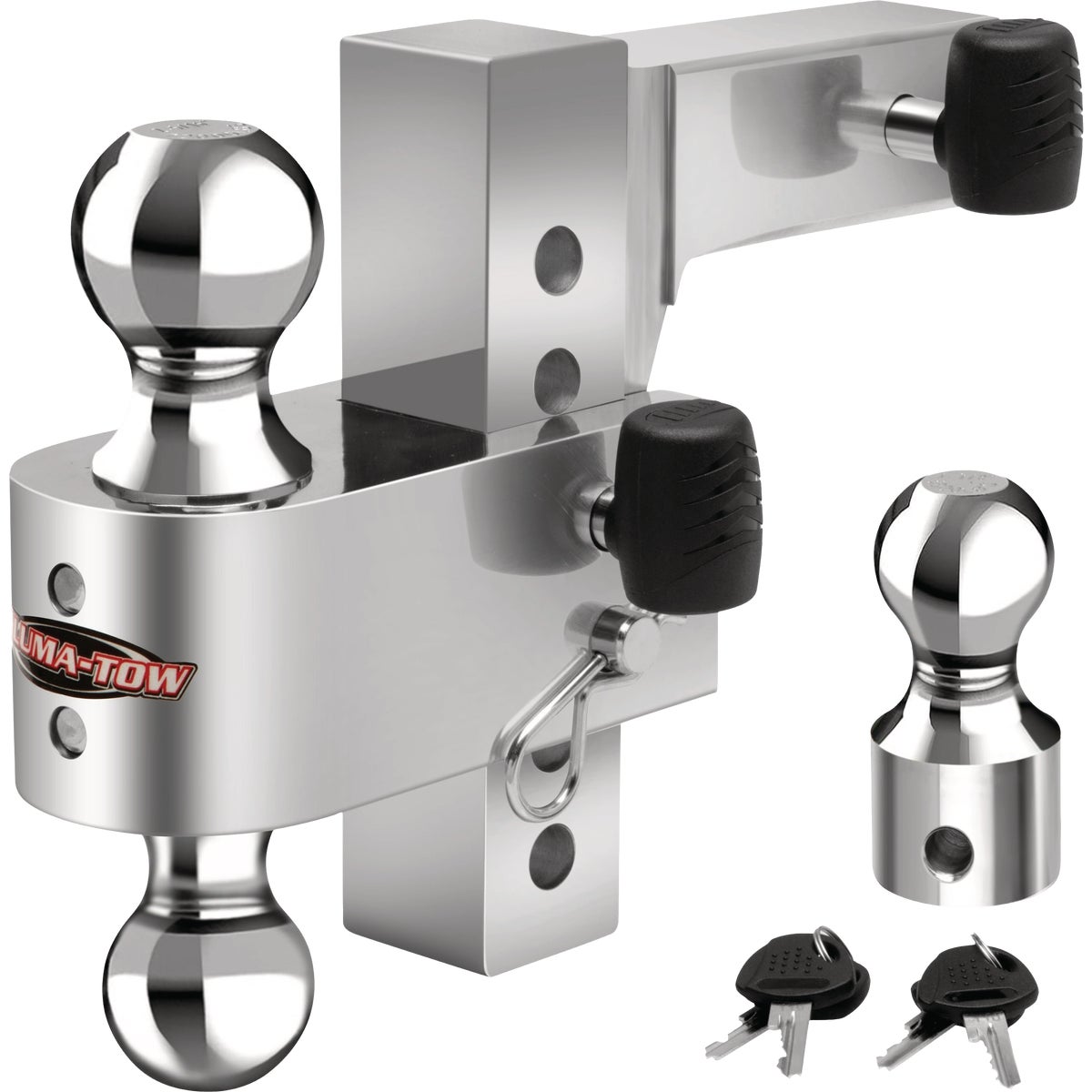 Aluma-Tow 2 In. Square Adjustable Aluminum Hitch Ball Mount Hitch, 6 In. Drop