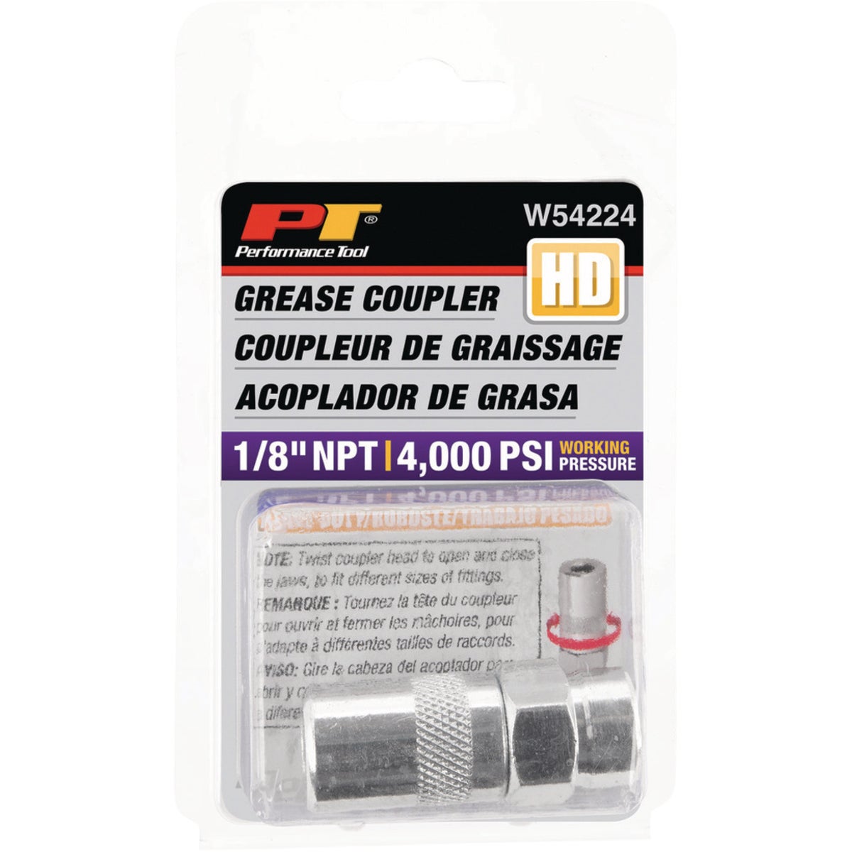 Performance Tool Heavy-Duty Grease Gun Coupler Image 3