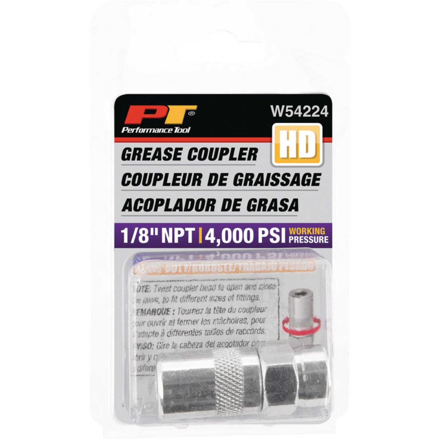 Performance Tool Heavy-Duty Grease Gun Coupler Image 3