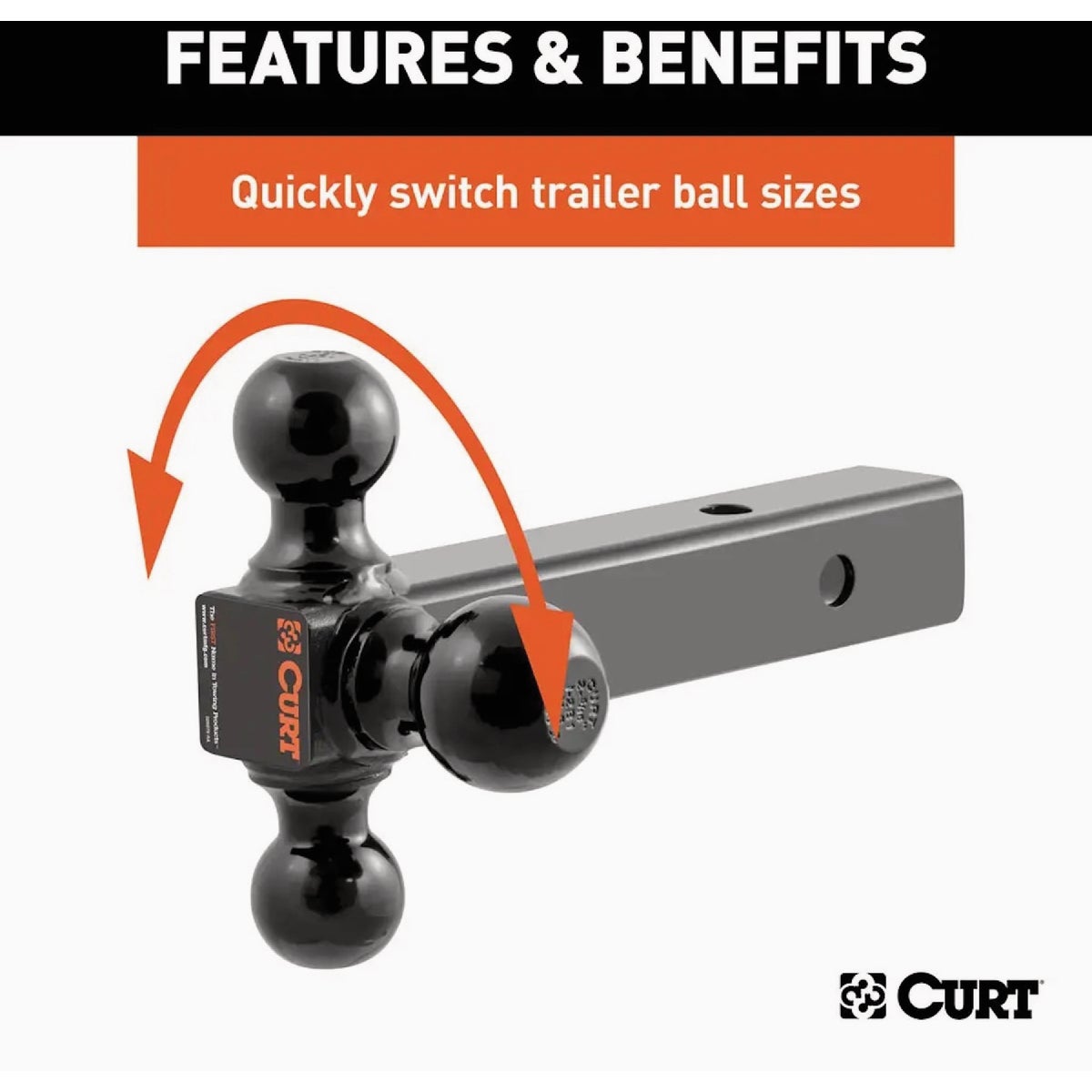 CURT 2 In. Hollow Shank 1-7/8 In., 2 In., & 2-5/16 In. Black Multi-Ball Mount Image 4