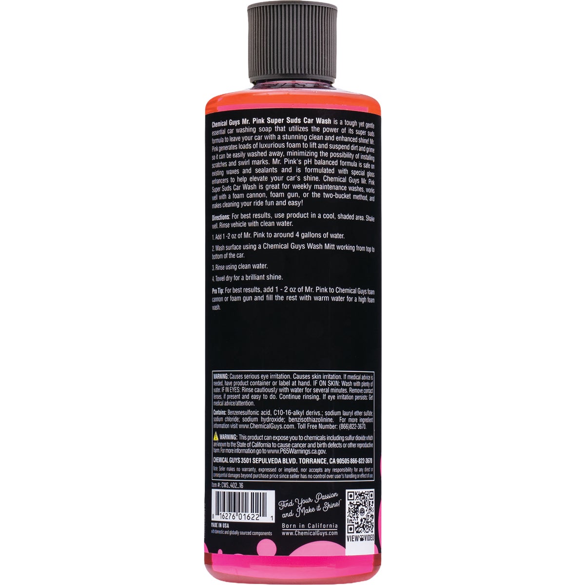 Chemical Guys 16 Oz. Mr. Pink Super Suds Car Wash Shampoo Image 2