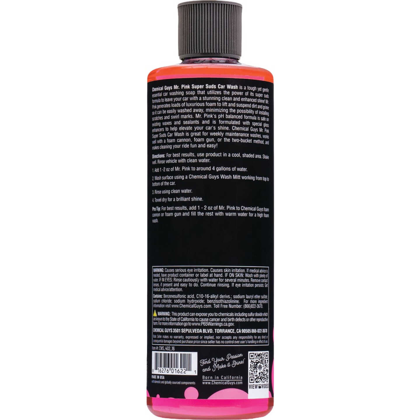 Chemical Guys 16 Oz. Mr. Pink Super Suds Car Wash Shampoo Image 2