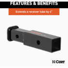 CURT 2 In. to 1-1/4 In. 4 In. Extension Trailer Hitch Receiver Adapter, 3,500 lbs Image 3
