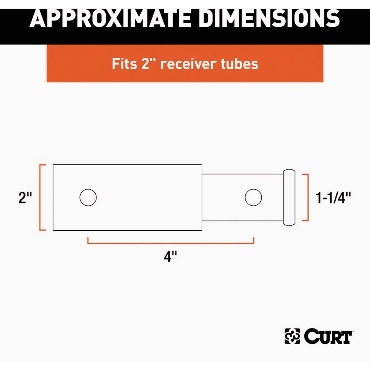 CURT 2 In. to 1-1/4 In. 4 In. Extension Trailer Hitch Receiver Adapter, 3,500 lbs Image 2