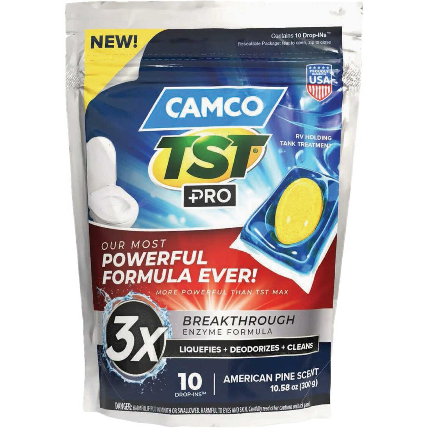 Camco TST PRO RV Holding Tank Treatment Drop-Ins, American Pine (10-Pack) Image 1