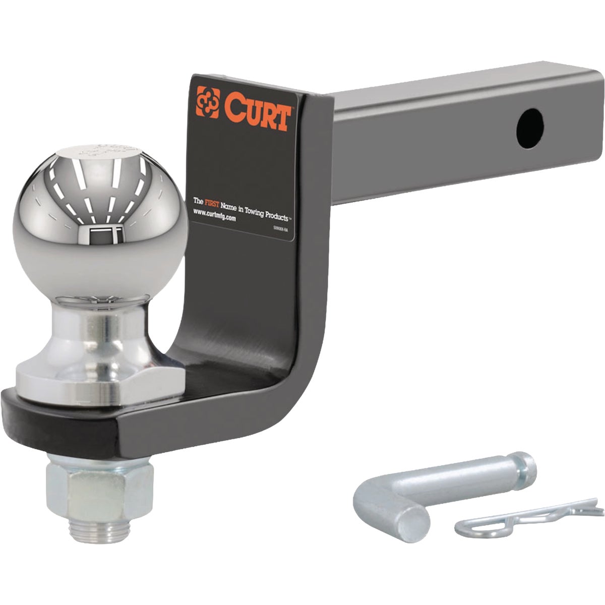 CURT Trailer Hitch Mount + 2 In. Ball & Pin, Fits 1-1/4 In. Receiver, 3500 Lb. Capacity