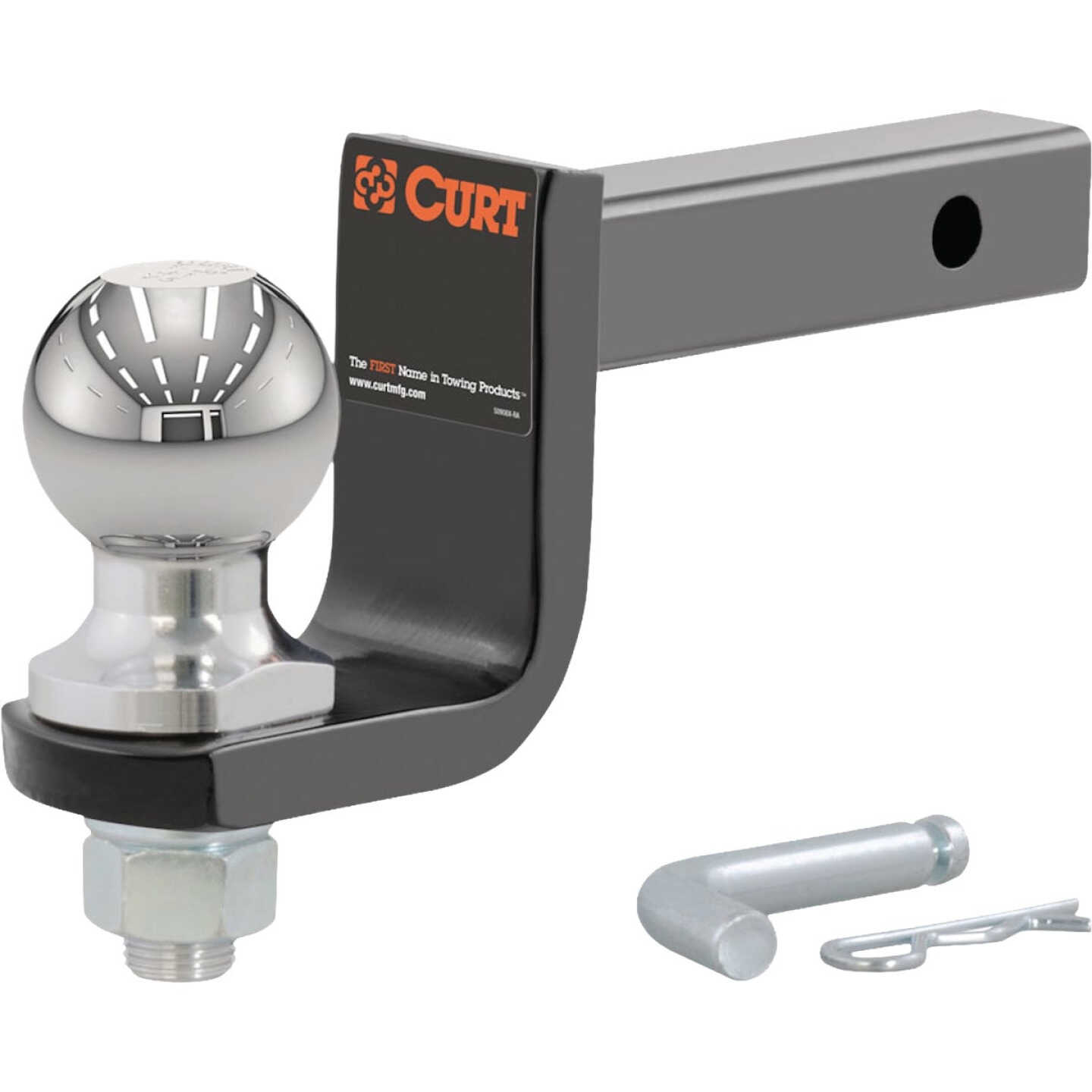 CURT Trailer Hitch Mount + 2 In. Ball & Pin, Fits 1-1/4 In. Receiver, 3500 Lb. Capacity Image 1