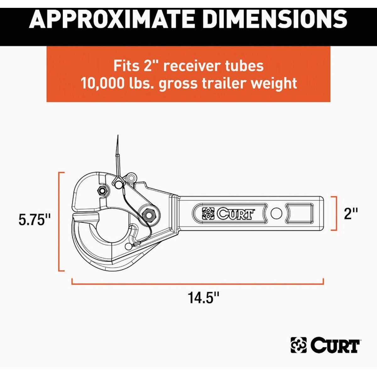 CURT 2 In. Pintle Hook Hitch, 10,000 Lb. Capacity Image 5