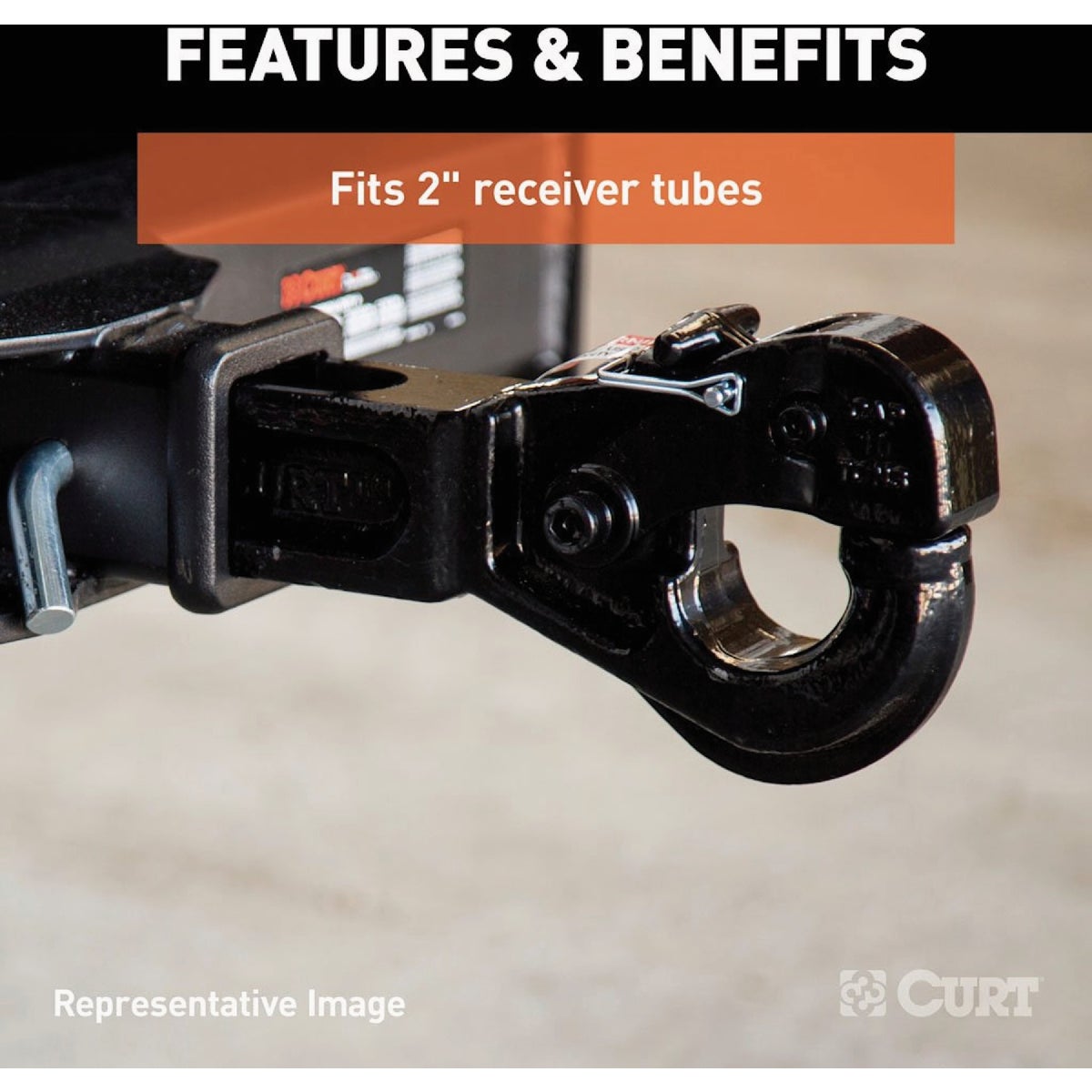 CURT 2 In. Pintle Hook Hitch, 10,000 Lb. Capacity Image 4