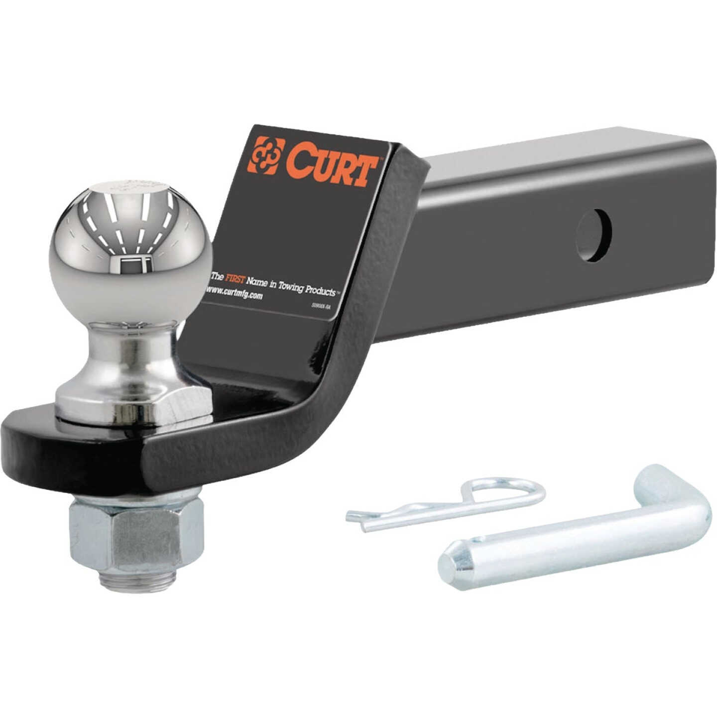 CURT Trailer Hitch Mount + 2 In. Ball & Pin, Fits 2 In. Receiver, 7500 Lb. Capacity Image 1