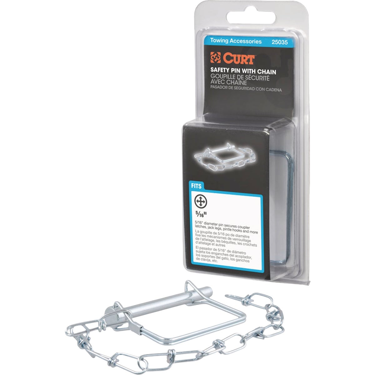 CURT 5/16 In. Trailer Coupler Pin with 12 In. Chain Image 5