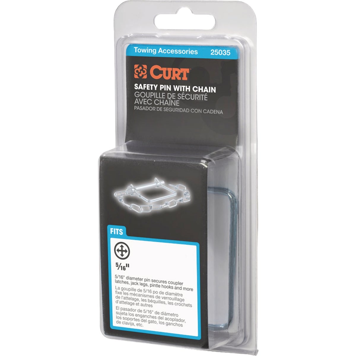 CURT 5/16 In. Trailer Coupler Pin with 12 In. Chain Image 4