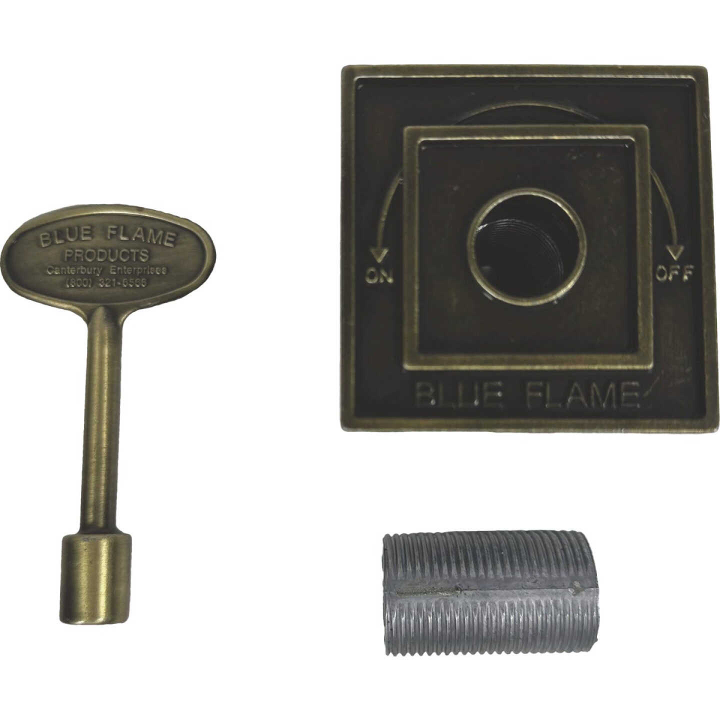 Blue Flame Antique Brass Universal Fit Square Flange & 3 In. Matching Key Image 1
