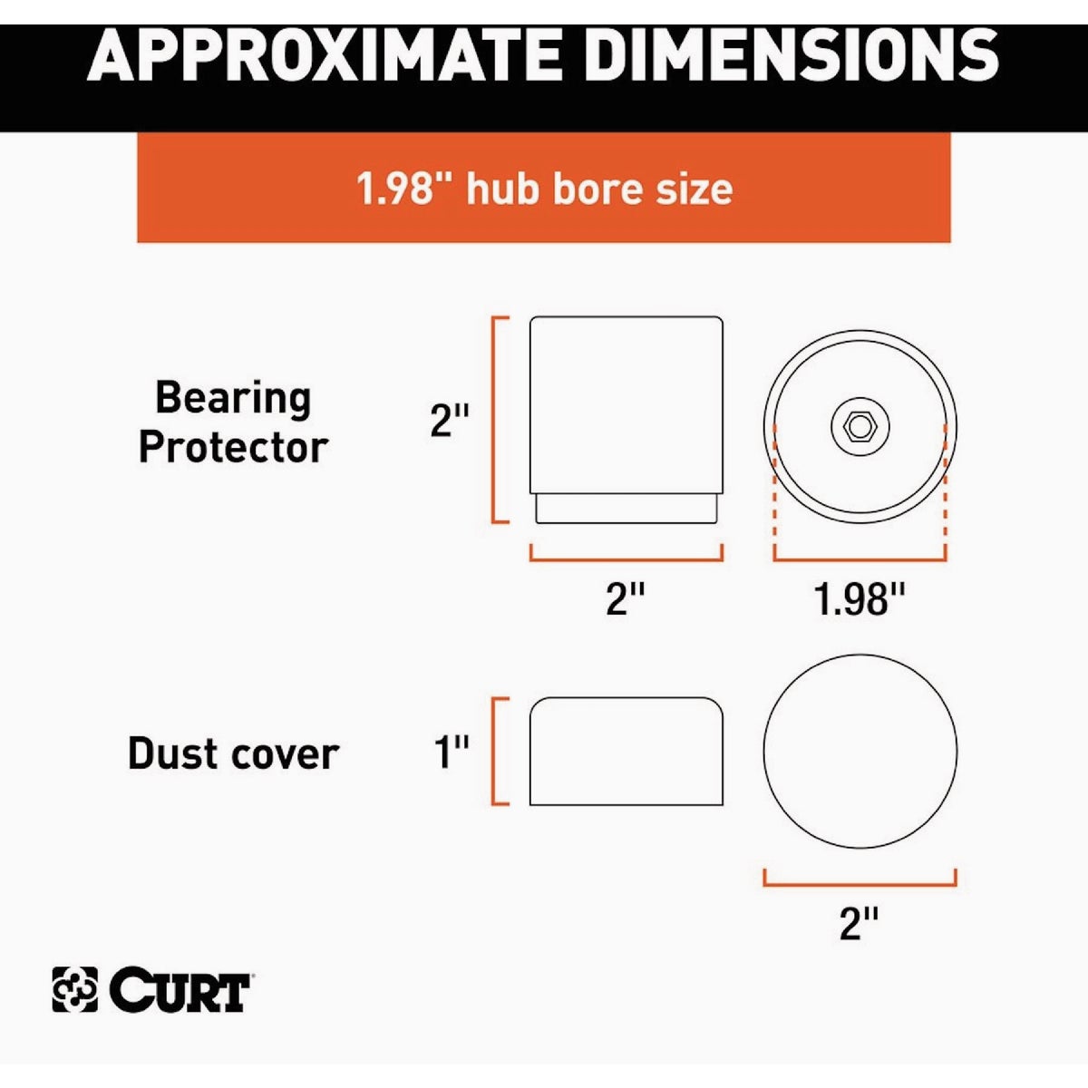CURT 1.98 In. Trailer Wheel Bearing Protectors & Dust Covers (2-Pack) Image 2