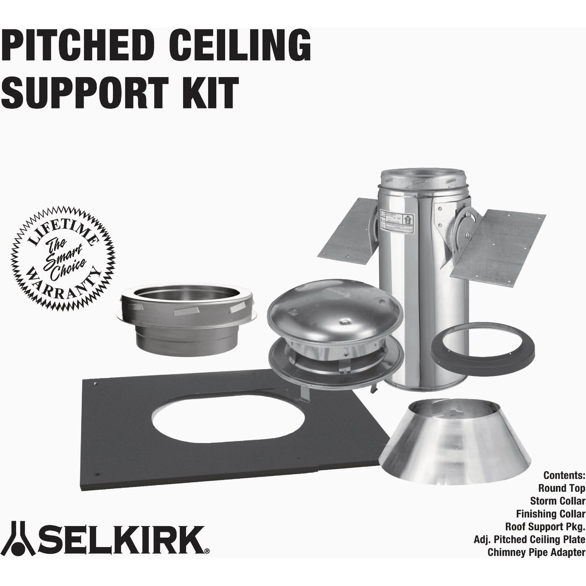 Selkirk Sure-Temp 8 In. Stainless Steel Pitched Ceiling Chimney Support Kit Image 2